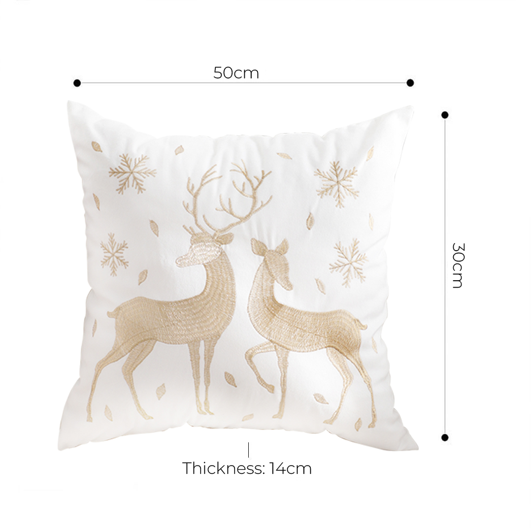 Soga 2X 45Cm Throw Pillow White With Golden Christmas Reindeer Festive Cushion For Cozy Winter Decor, Furniture, Living Room Furniture, Occasional Chairs, , ,  - Nz Depot 6