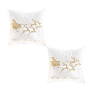 Soga 2X 45Cm Throw Pillow White With Golden Christmas Sleigh Design Festive Holiday Square Cushion Decor Frenchcushion269X2 Nz Depot - Nz Depot