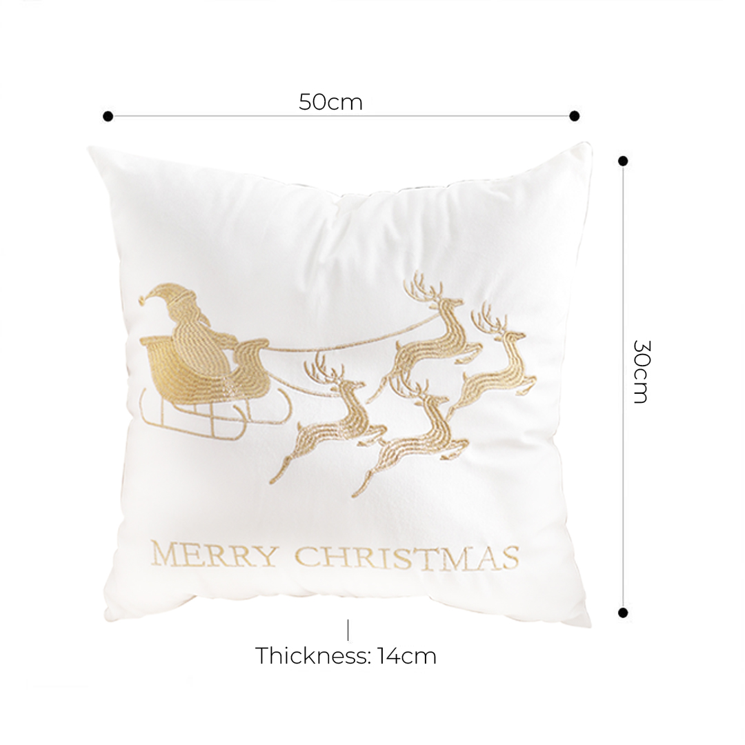 Soga 2X 45Cm Throw Pillow White With Golden Christmas Sleigh Design Festive Holiday Square Cushion Decor, Furniture, Living Room Furniture, Occasional Chairs, , ,  - Nz Depot 6