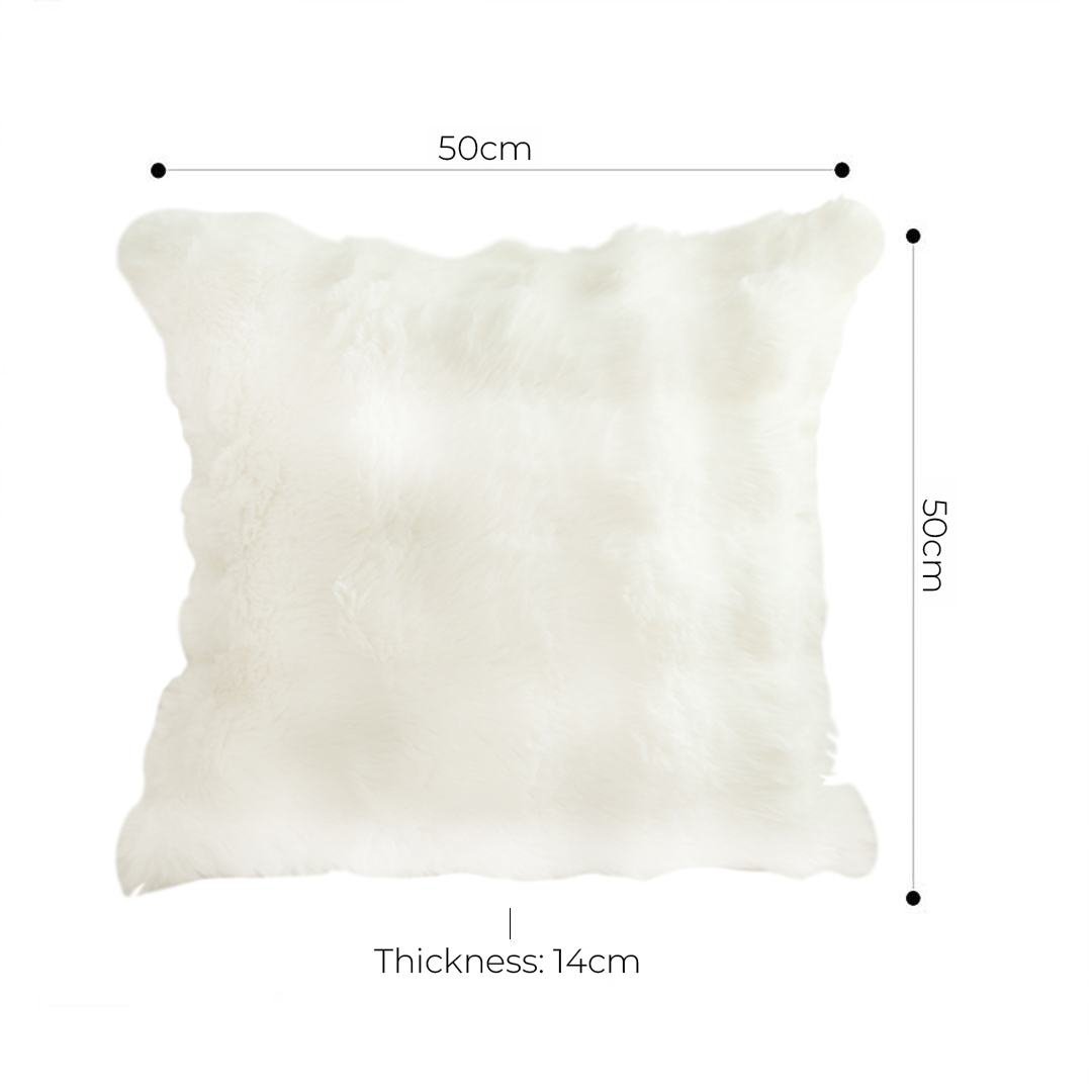 Soga 2X 50Cm Throw Pillow White Rabbit Fur Cushion Luxurious Soft Decorative Square Pillow For Living Room, Furniture, Living Room Furniture, Occasional Chairs, , ,  - Nz Depot 5