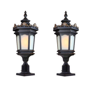 Soga 2X 72Cm Vintage Lamp Lantern Stand Elegant Aluminum Glass Outdoor Light Lamps Lamp320Standx2 Nz Depot - Nz Depot