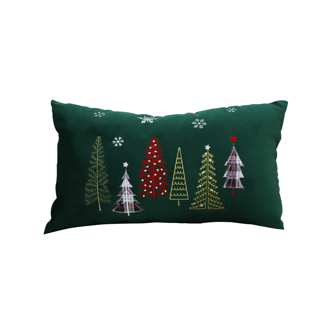 Soga 30Cm Throw Pillow Green Christmas Forest Embroidered Lumbar For Festive Holiday Cushion Home Decor, Furniture, Living Room Furniture, Occasional Chairs, , ,  - Nz Depot 1