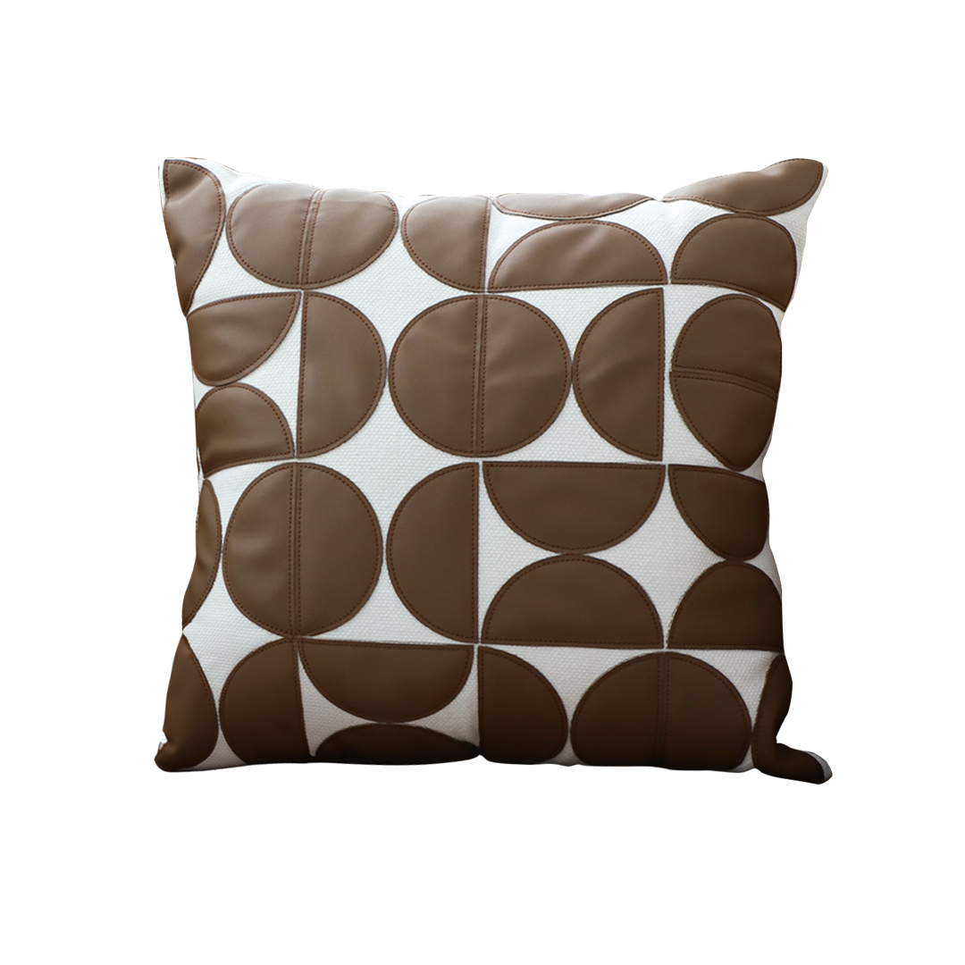 Soga 45Cm Brown Leather Square Pillow Half Moon Patchwork Design Decorative Cushion For Living Room, Furniture, Living Room Furniture, Occasional Chairs, , ,  - Nz Depot 1