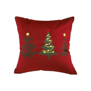 Soga 45Cm Burgundy Red Throw Pillow With Three Embroidered Christmas Trees Festive Holiday Square Cushion Home Decor Frenchcushion272 Nz Depot - Nz Depot