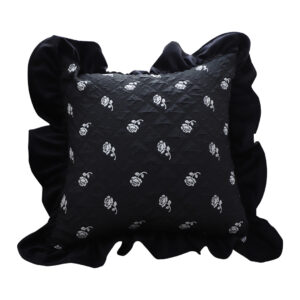 Soga 45Cm Throw Pillow Black Ruffled Square Decorative Cushion For Rose Lovers Cozy Home Decor Frenchcushion307 Nz Depot - Nz Depot