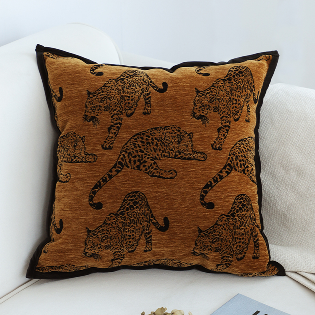 Soga 45Cm Throw Pillow Dark Brown Leopard Square Retro Decorative Cushion For Living Room, Furniture, Living Room Furniture, Occasional Chairs, , ,  - Nz Depot 2