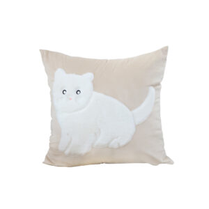 Soga 45Cm Throw Pillow Light Tan Square Cushion With Soft White Cat Design Decorative Home Decor Frenchcushion280 Nz Depot - Nz Depot