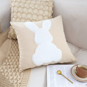 SOGA 45cm Throw Pillow Light Tan Square Cushion with Soft White Rabbit Design Decorative Home Decor, Furniture, Living Room Furniture, Occasional Chairs, , ,  - NZ DEPOT 3