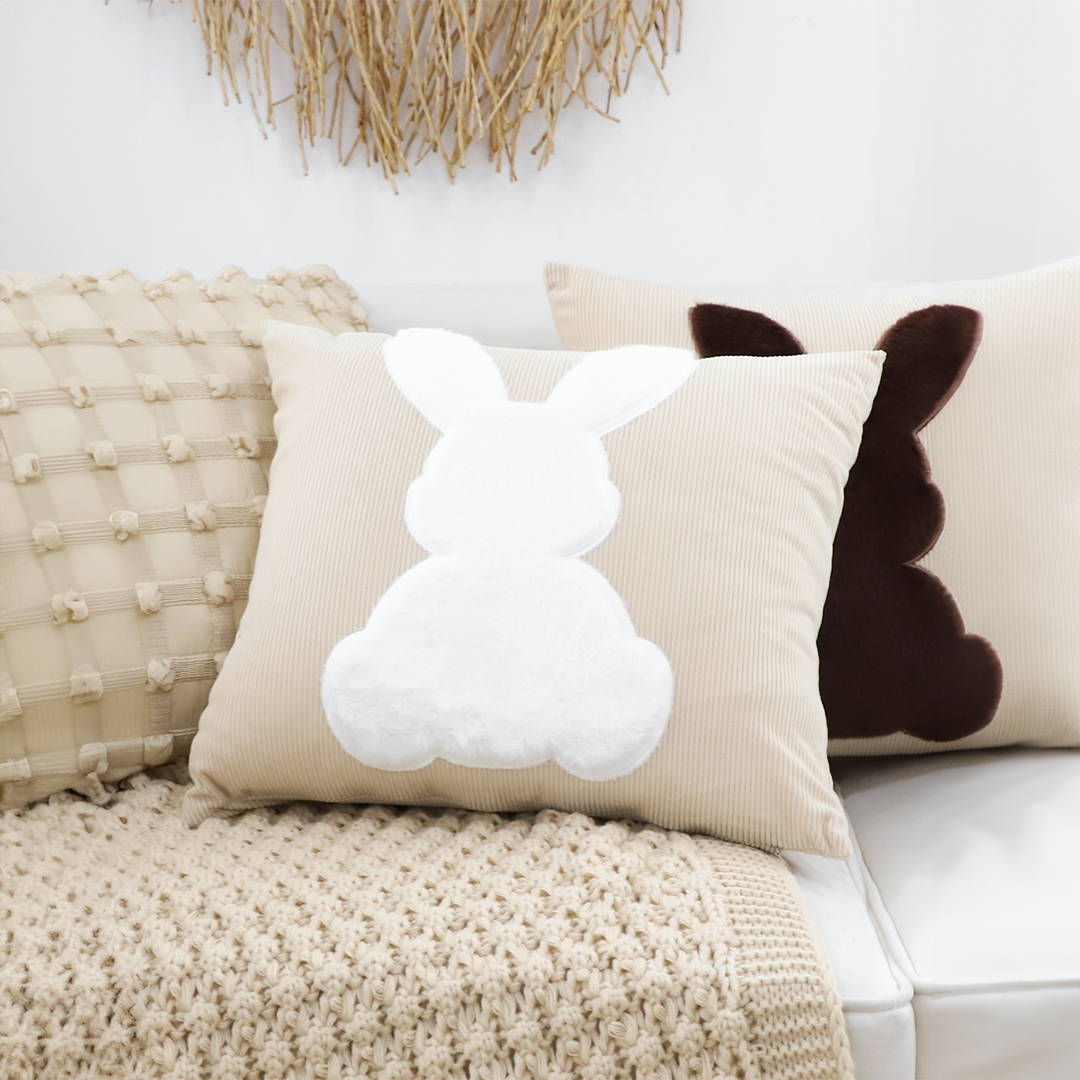 Soga 45Cm Throw Pillow Light Tan Square Cushion With Soft White Rabbit Design Decorative Home Decor, Furniture, Living Room Furniture, Occasional Chairs, , ,  - Nz Depot 4