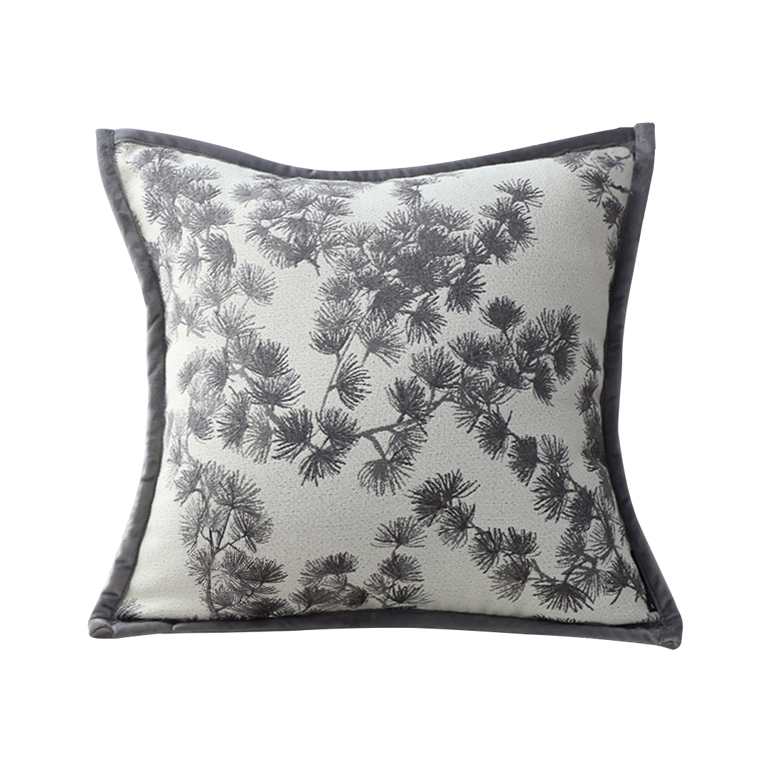 Soga 45Cm Throw Pillow Off White Wide Border With Branch And Pine Needle Design Pattern Home Decor, Furniture, Living Room Furniture, Occasional Chairs, , ,  - Nz Depot 1