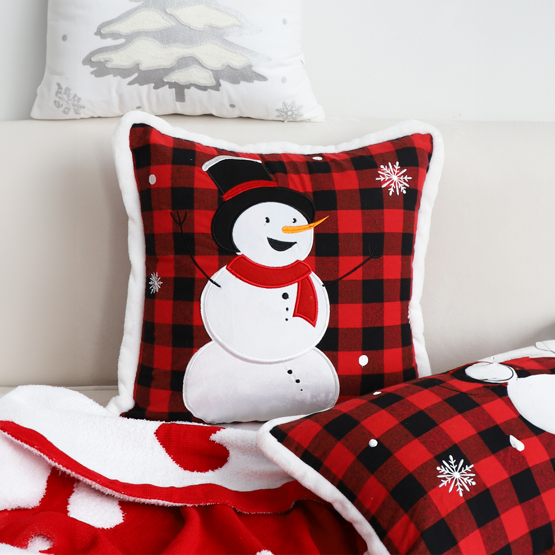 Soga 45Cm Throw Pillow Red Christmas Snowman Square Cushion For Festive Holiday Winter Home Decor, Furniture, Living Room Furniture, Occasional Chairs, , ,  - Nz Depot 5