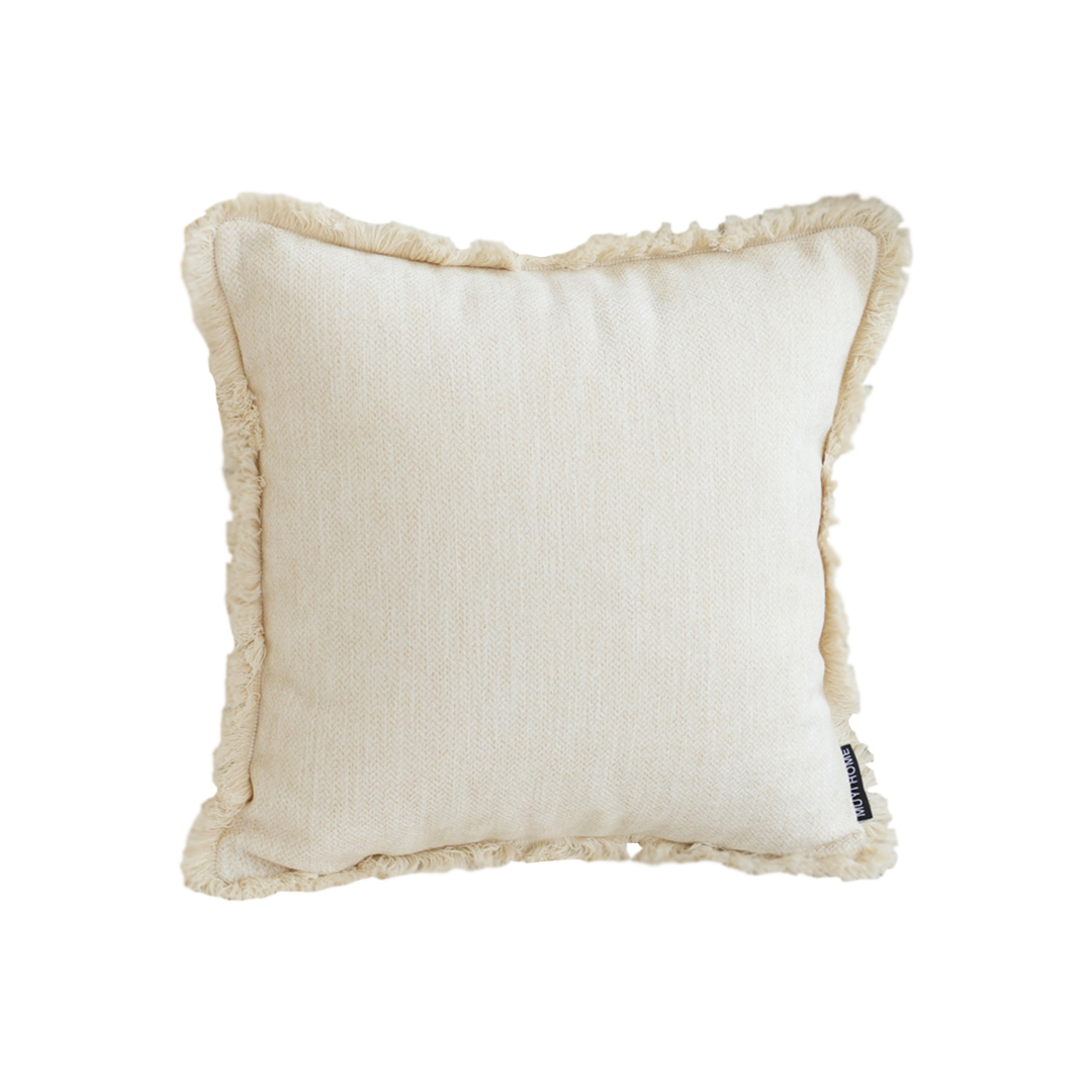 Soga 45Cm Throw Pillow White Chenille Textured With Tassels Stylish Square Cozy Home Decor, Furniture, Living Room Furniture, Occasional Chairs, , ,  - Nz Depot 1