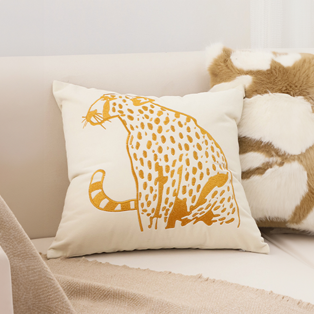 Soga 45Cm Throw Pillow White Light Luxury With Golden Leopard Design Decorative Square Cushion Home Decor, Furniture, Living Room Furniture, Occasional Chairs, , ,  - Nz Depot 3