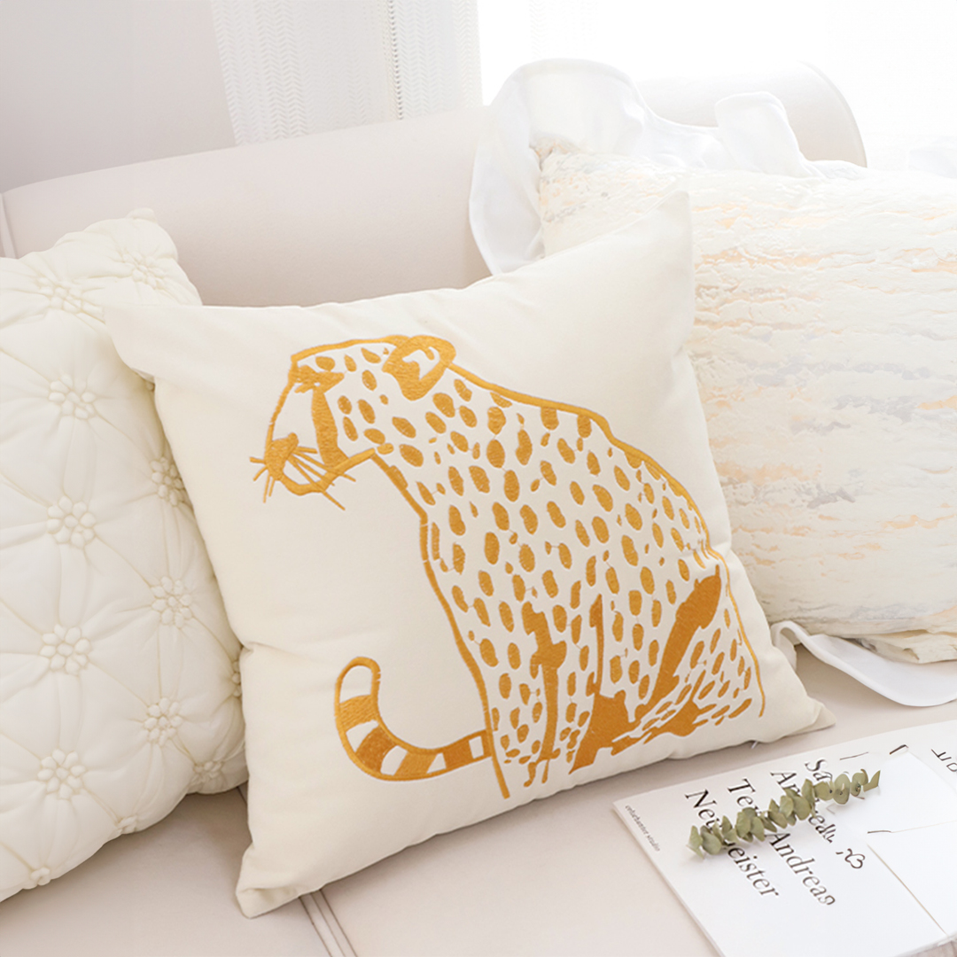 Soga 45Cm Throw Pillow White Light Luxury With Golden Leopard Design Decorative Square Cushion Home Decor, Furniture, Living Room Furniture, Occasional Chairs, , ,  - Nz Depot 4