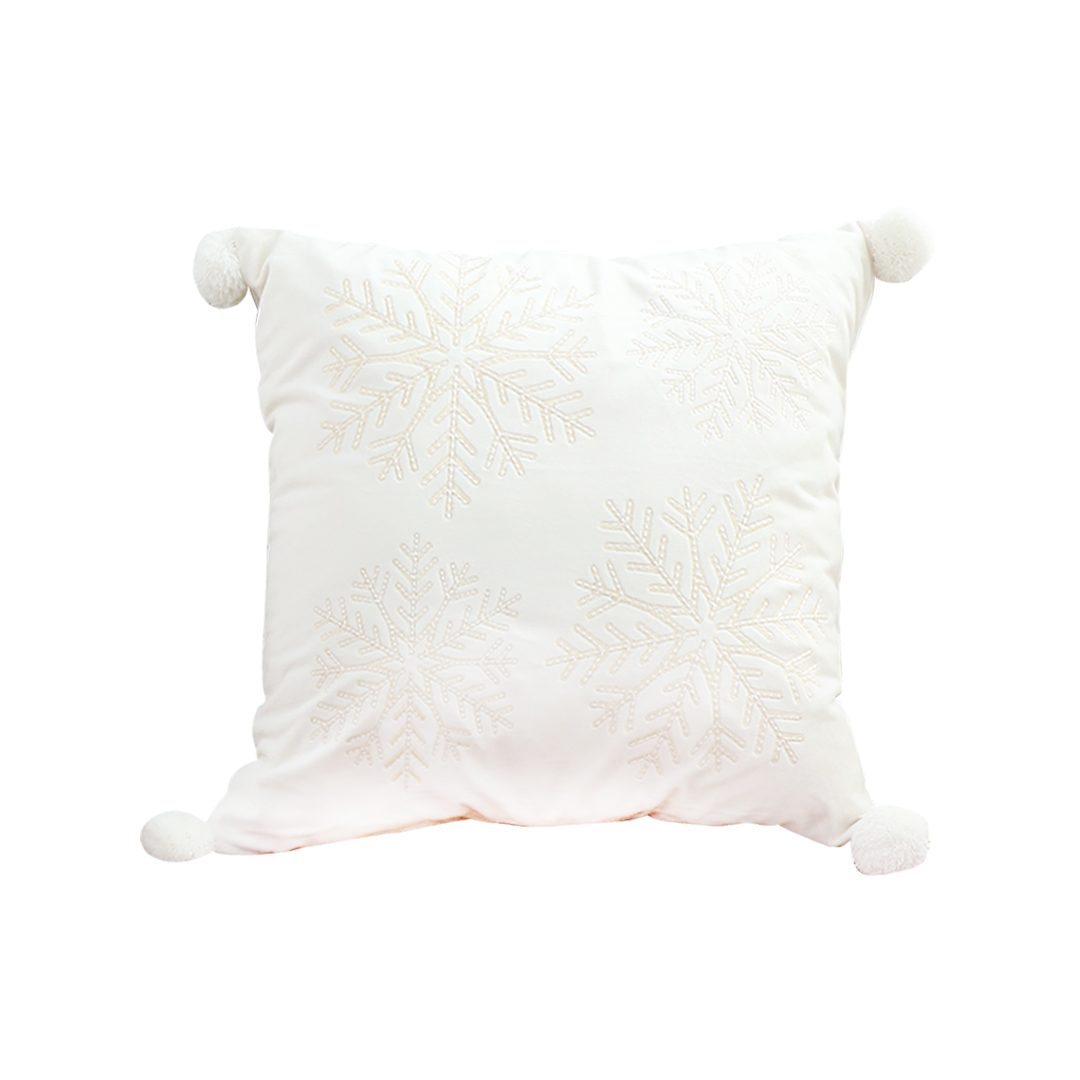 Soga 45Cm Throw Pillow White Soft Plush Cushion Christmas Snowflake Ball Square For Festive Holiday, Furniture, Living Room Furniture, Occasional Chairs, , ,  - Nz Depot 1