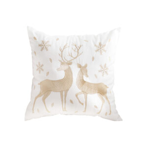 Soga 45Cm Throw Pillow White With Golden Christmas Reindeer Festive Holiday Square Cushion For Cozy Winter Decor Frenchcushion268 Nz Depot - Nz Depot