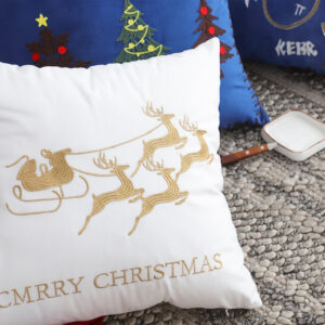 SOGA 45cm Throw Pillow White with Golden Christmas Sleigh Design Festive Holiday Square Cushion Decor, Furniture, Living Room Furniture, Occasional Chairs, , ,  - NZ DEPOT 4