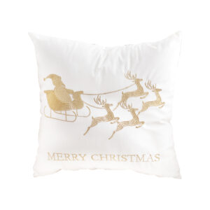 Soga 45Cm Throw Pillow White With Golden Christmas Sleigh Design Festive Holiday Square Cushion Decor Frenchcushion269 Nz Depot - Nz Depot