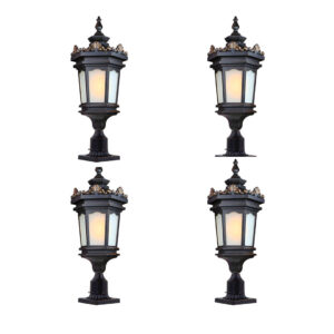 Soga 4X 72Cm Vintage Lamp Lantern Stand Elegant Aluminum Glass Outdoor Light Lamps Lamp320Standx4 Nz Depot - Nz Depot