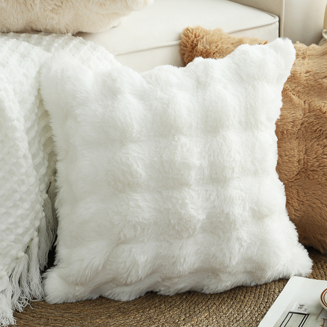 Soga 50Cm Throw Pillow White Rabbit Fur Cushion Luxurious Soft Decorative Square Pillow For Living Room, Furniture, Living Room Furniture, Occasional Chairs, , ,  - Nz Depot 7