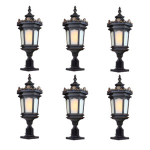 Soga 6X 72Cm Vintage Lamp Lantern Stand Elegant Aluminum Glass Outdoor Light Lamps Lamp320Standx6 Nz Depot - Nz Depot