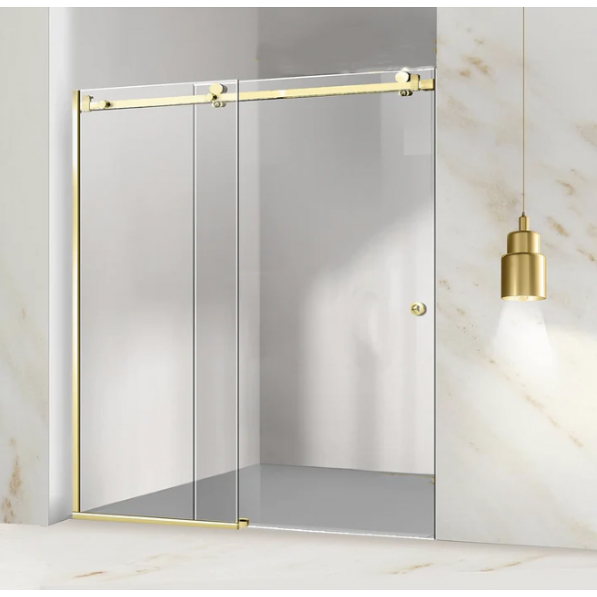 Shower Glass - Rock Series Sliding Door RCM1600 Gold Frame, Frameless Shower - NZ DEPOT