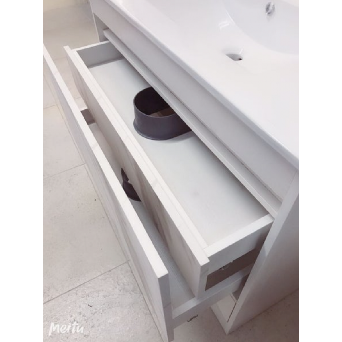 Vanity Etham Series 1200Mm White Marble Pattern E1200 White Freestanding Square Basin Nz Depot 2 - Nz Depot