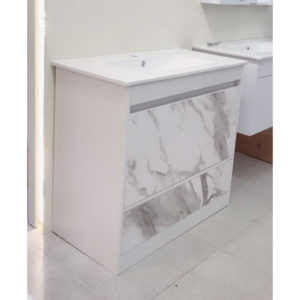 Vanity - Etham Series 1200mm - White Marble Pattern, Freestanding - Square Basin - NZ DEPOT