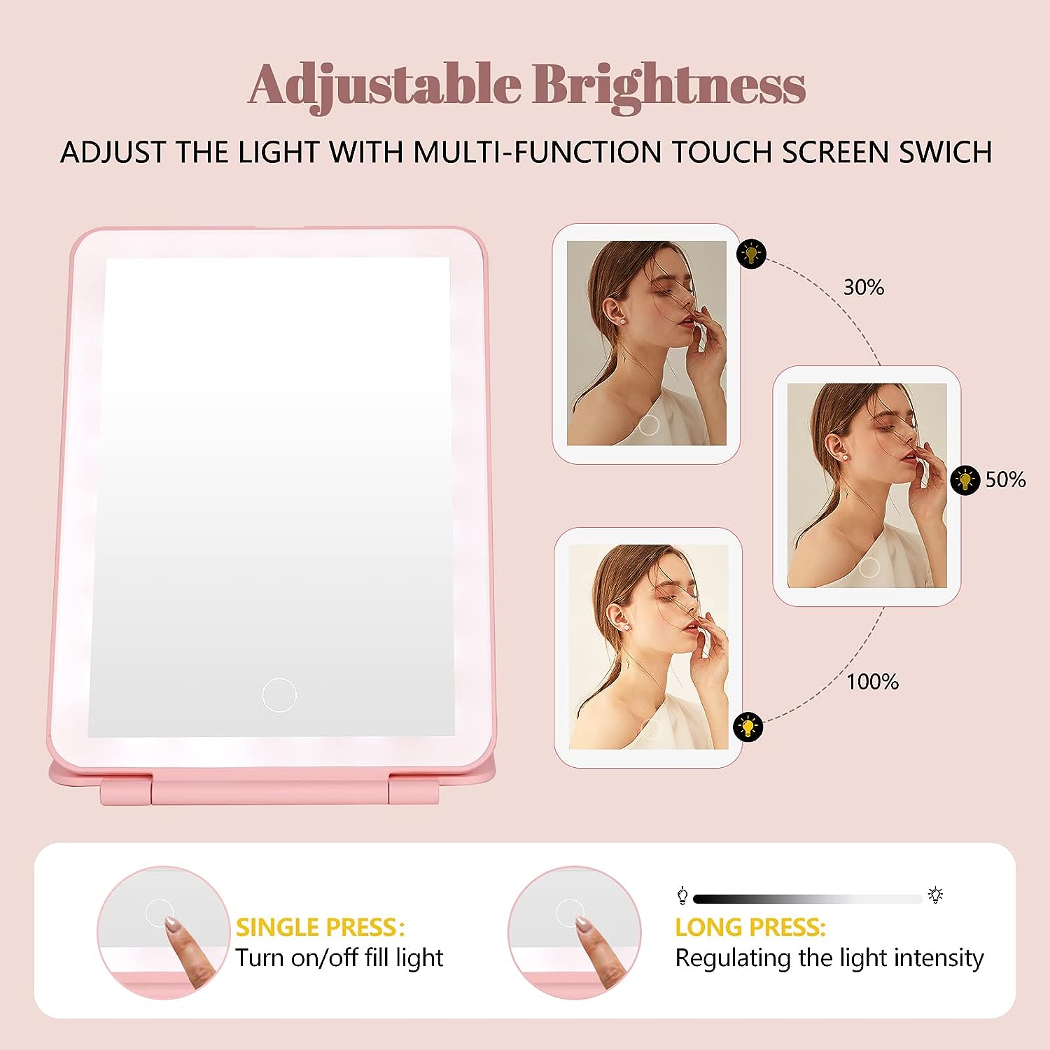 Ds Bs Travel Mirror Rechargeable Makeup Mirrors Pink Pr11691 Mirrors Nz Depot 3 - Nz Depot