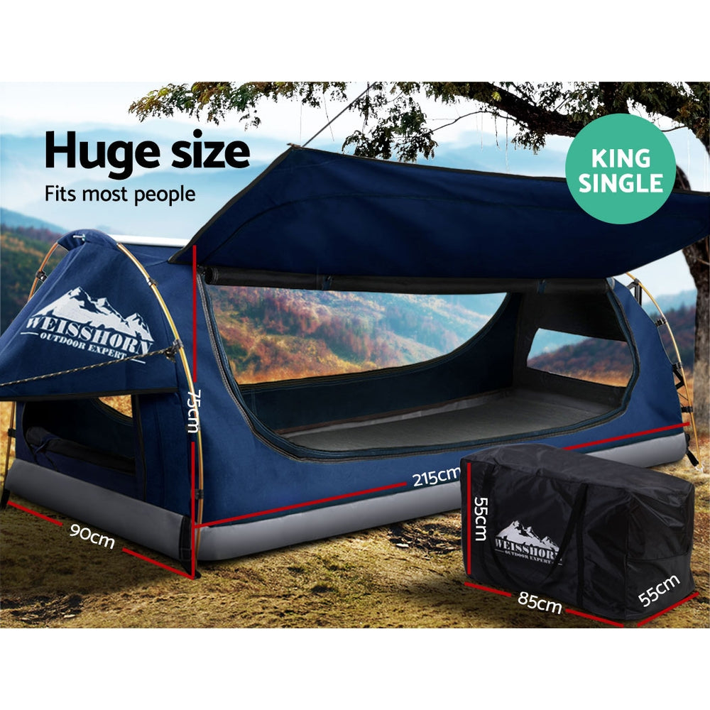 Ds Na Swag King Single Camping Canvas Free Standing Swags Blue Dome Tent Pr12936 Tents Nz Depot 3 - Nz Depot