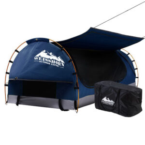 DS NA  Swag King Single Camping Canvas Free Standing Swags Blue Dome Tent