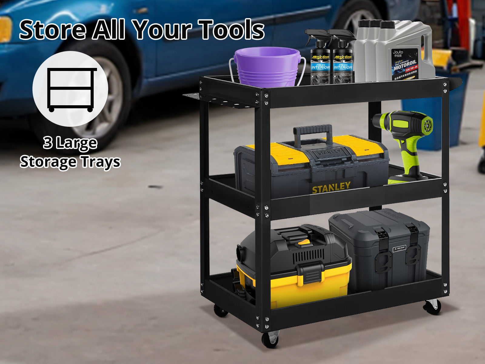 Ds Tool Cart 3 Tier Trolley Workshop Garage Storage Organiser Pr71974 Diesel Pumps Nz Depot 3 - Nz Depot