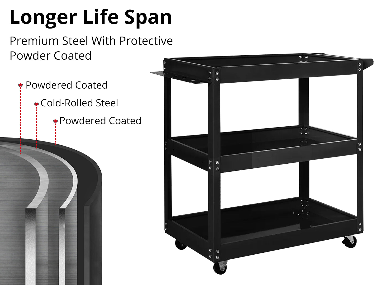 Ds Tool Cart 3 Tier Trolley Workshop Garage Storage Organiser Pr71974 Diesel Pumps Nz Depot 4 - Nz Depot