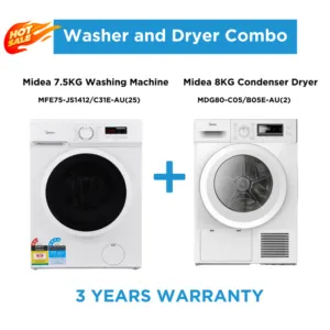 Exquisite Life Washer & Dryer Combo - 7.5 KG Washer Plus 8KG Condenser Dryer - Combos - MFE75-JS1412/C31E-AU(25)+MDG80-C05/B05E-AU(2)-1 - NZ DEPOT