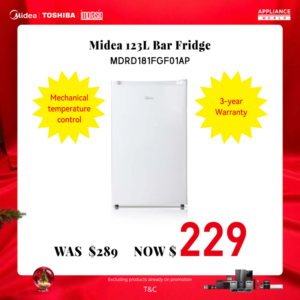 Midea 123L Bar Fridge - White Color - Bar Fridges - MDRD181FGF01AP-2 - NZ DEPOT