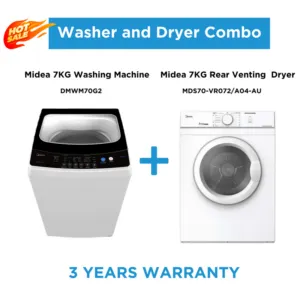 Midea 7Kg White Laundry Combo 7Kg Top Load Washing Machine 7Kg Vented Dryer Front Load Washing Machines Mae70 504Tps01Fm Au S1Mds70 Vr072A04 Au Nzdepot - Nz Depot