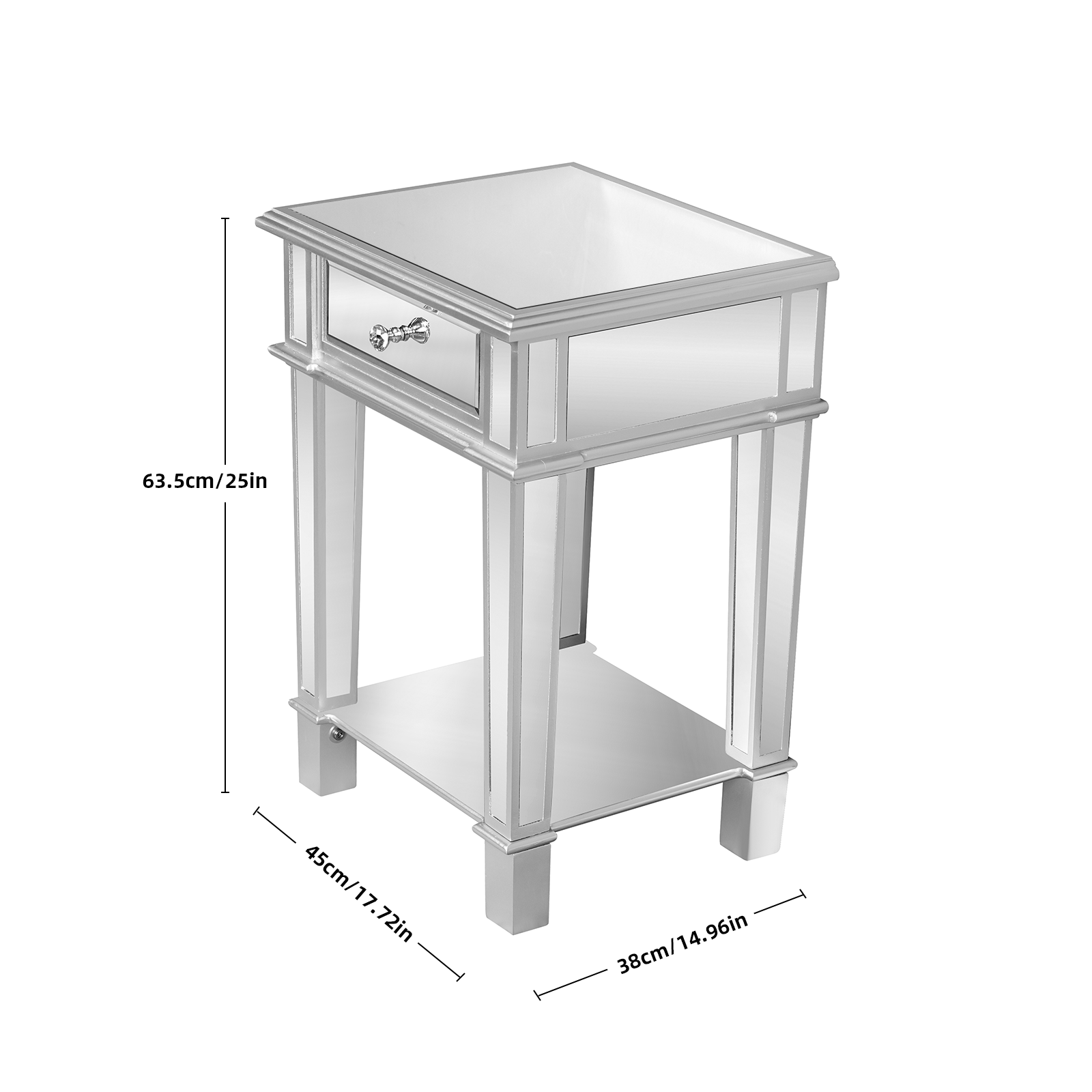 Mirrored 1 Drawer End Table Night Stand Pr65024 Bedside Table Nz Depot 5 - Nz Depot