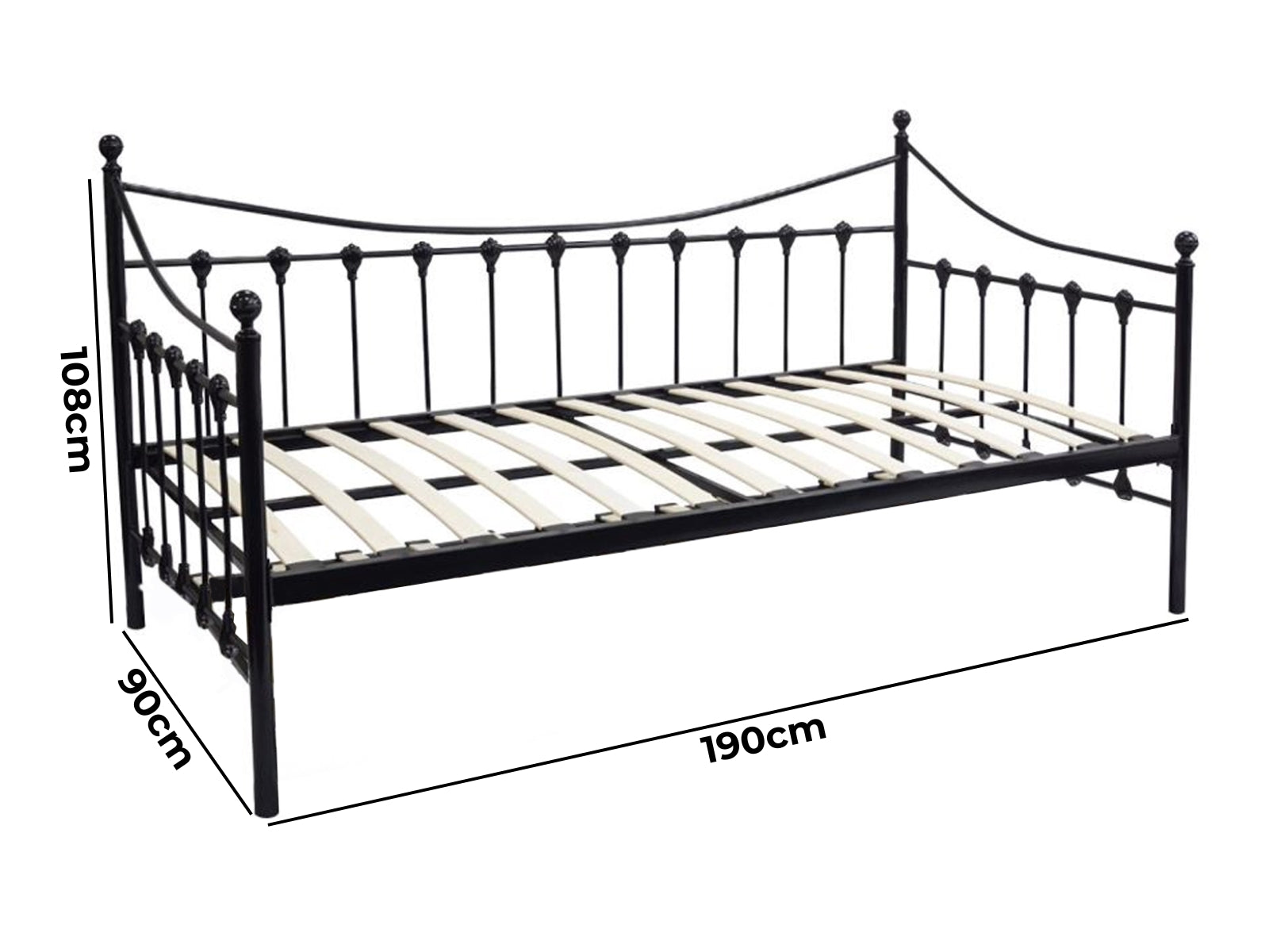 Sierra Day Bed Black Pr2061 Bed Frames Nz Depot 3 - Nz Depot