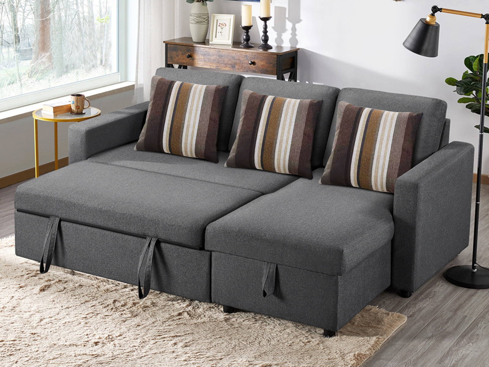 Corey Linen Sofa Bed Grey with Pillow PR72007 Sofas Sectionals Sofa Beds NZ DEPOT 10