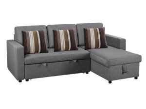 Corey Linen Sofa Bed Grey with Pillow PR72007 Sofas Sectionals Sofa Beds NZ DEPOT