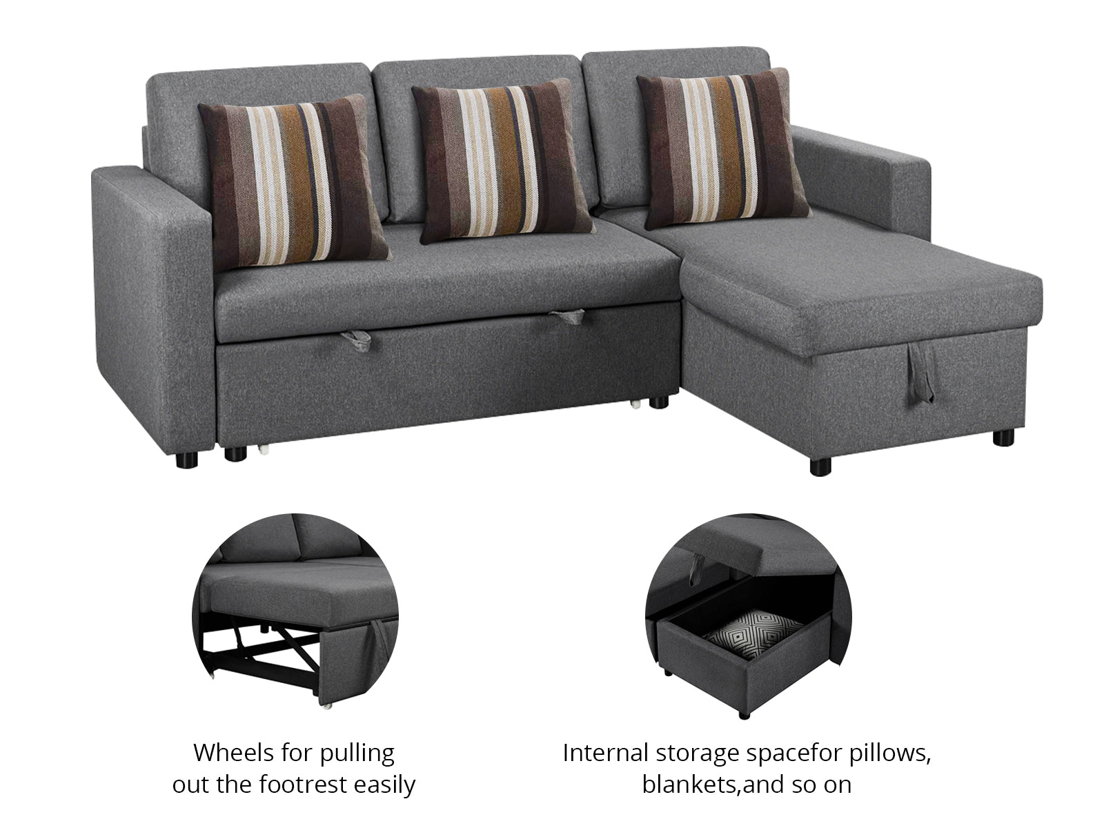 Corey Linen Sofa Bed Grey with Pillow PR72007 Sofas Sectionals Sofa Beds NZ DEPOT 8