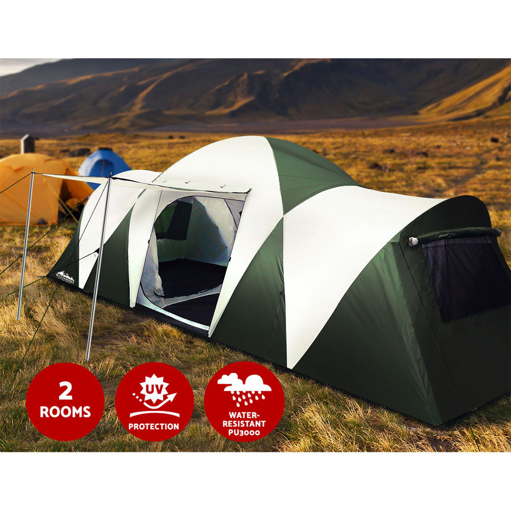 DS NA Weisshorn Family Camping Tent 12 Person Hiking Beach Tents 3 Rooms Green PR10460 Tents NZ DEPOT 3