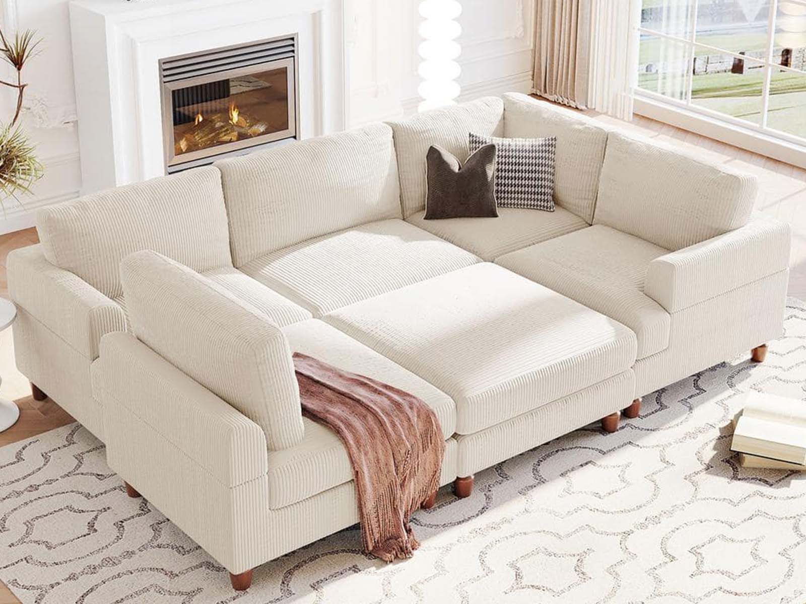 DS Sondra Corduroy Combination Sofa Set Beige PR72110 Sofas Sectionals Sofa Beds NZ DEPOT 7