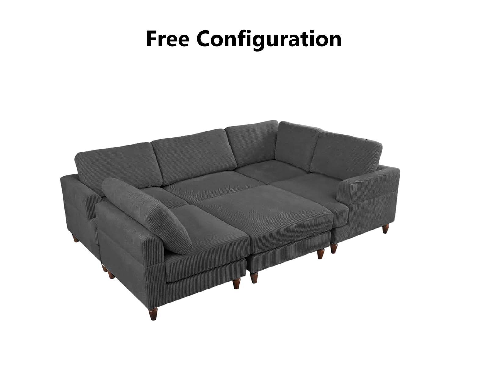 DS Sondra Corduroy Combination Sofa Set Grey PR72109 Sofas Sectionals Sofa Beds NZ DEPOT 4