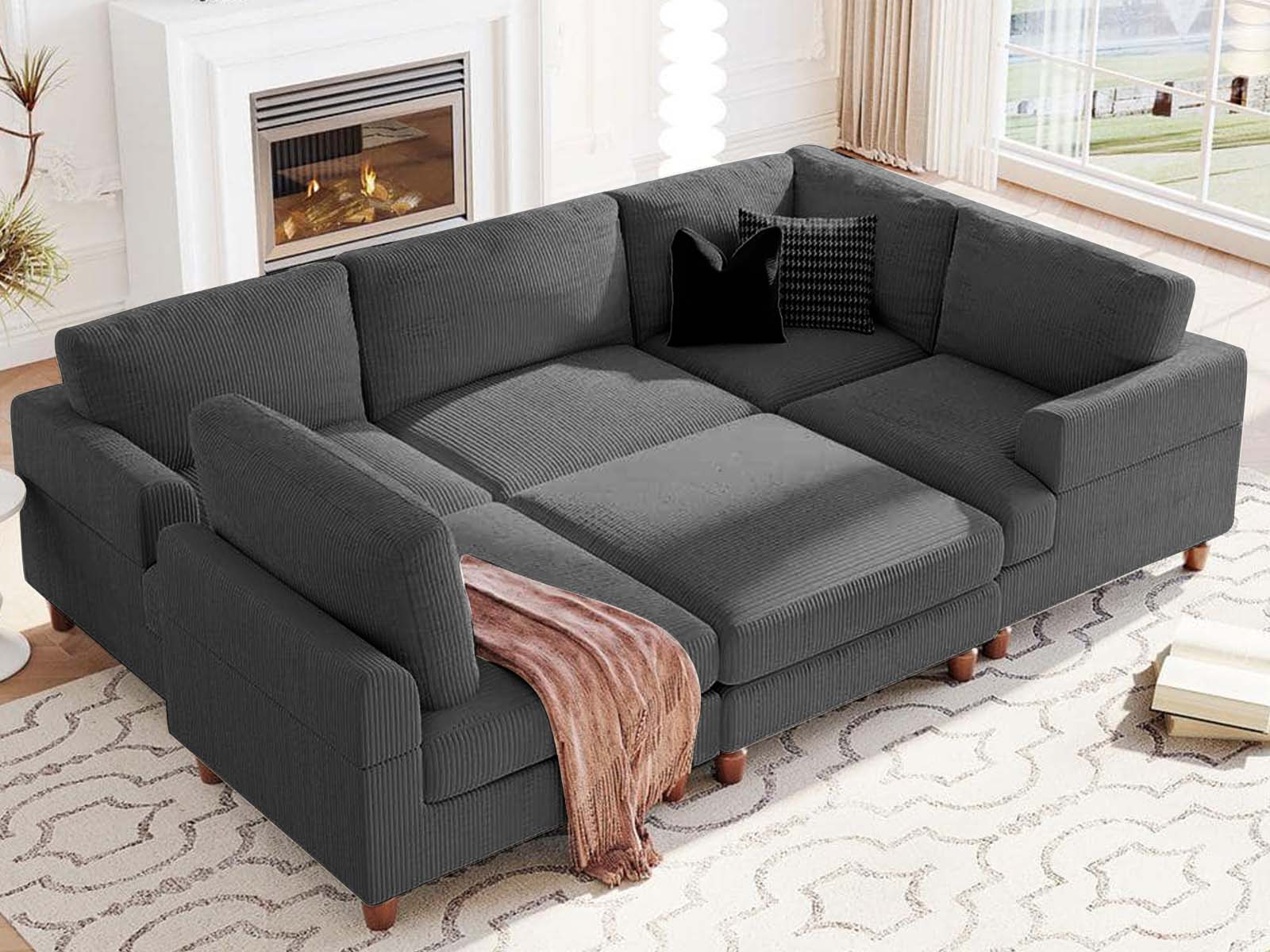 DS Sondra Corduroy Combination Sofa Set Grey PR72109 Sofas Sectionals Sofa Beds NZ DEPOT 7