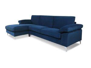 Kaveah Velvet Sectional Sofa with Left Chaise Blue PR72079 Sofas Sectionals Sofa Beds NZ DEPOT