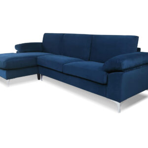 Kaveah Velvet Sectional Sofa with Left Chaise Blue