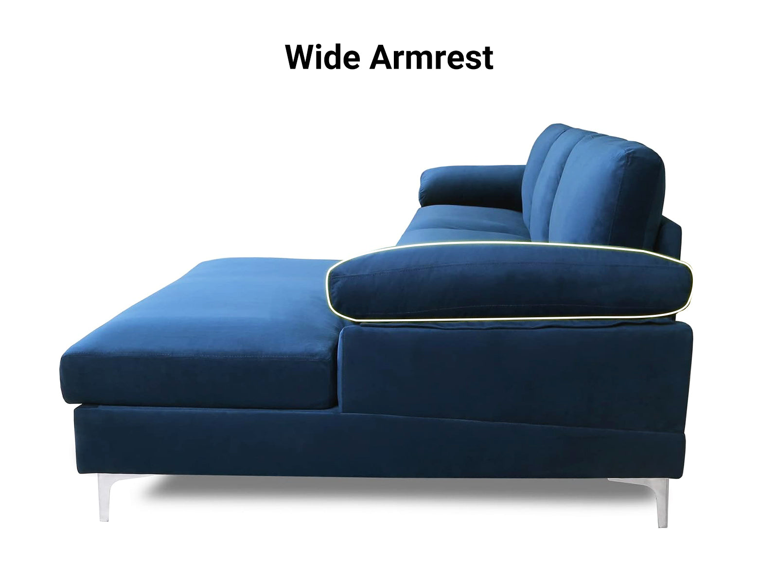 Kaveah Velvet Sectional Sofa with Right Chaise Blue PR72077 Sofas Sectionals Sofa Beds NZ DEPOT 5