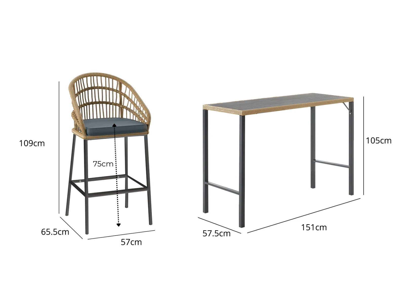 Naturlig Outdoor Bar Set PR71797 Outdoor Furniture NZ DEPOT 4