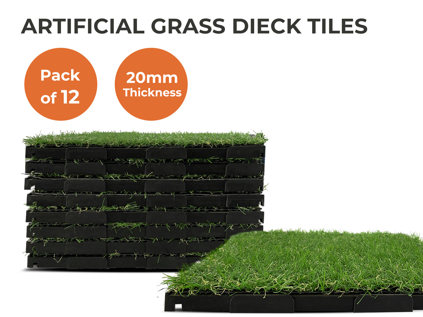 Artificial Grass 30*30cm multi color pile height 20mm pack of 12